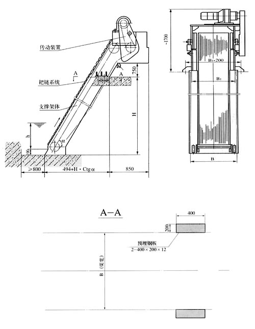 循环齿耙清污机结构图及工作原理