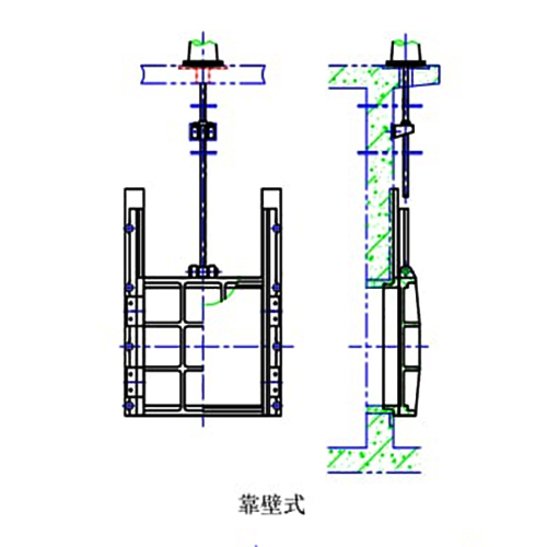 靠壁式铸铁闸门安装布置图